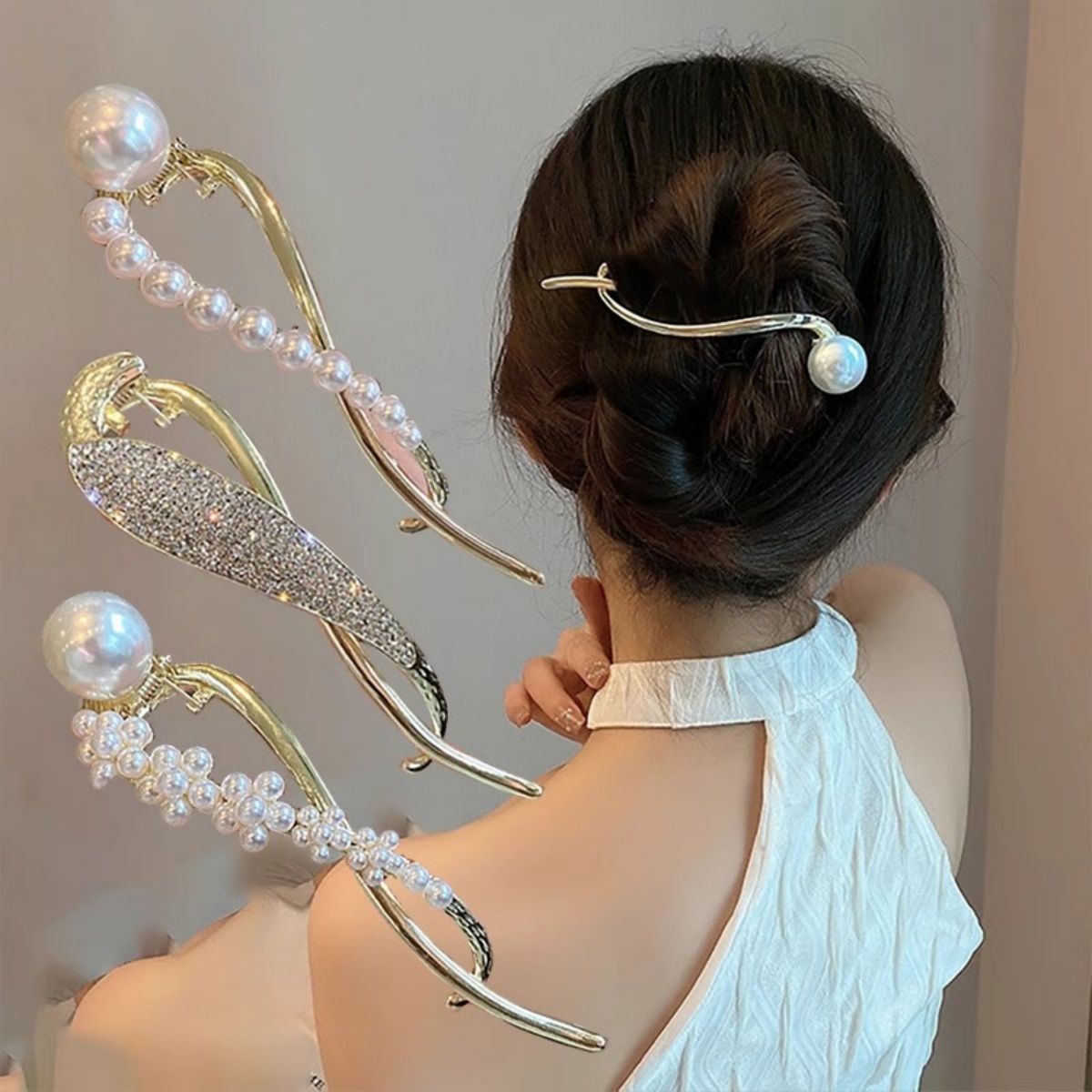 Elegante Glitzer-Perlen-Haarsp – Korean Women Lifestyle Bewertung und Preis
